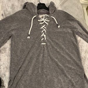 Grey Lace-Up Aéropostale Hoodie